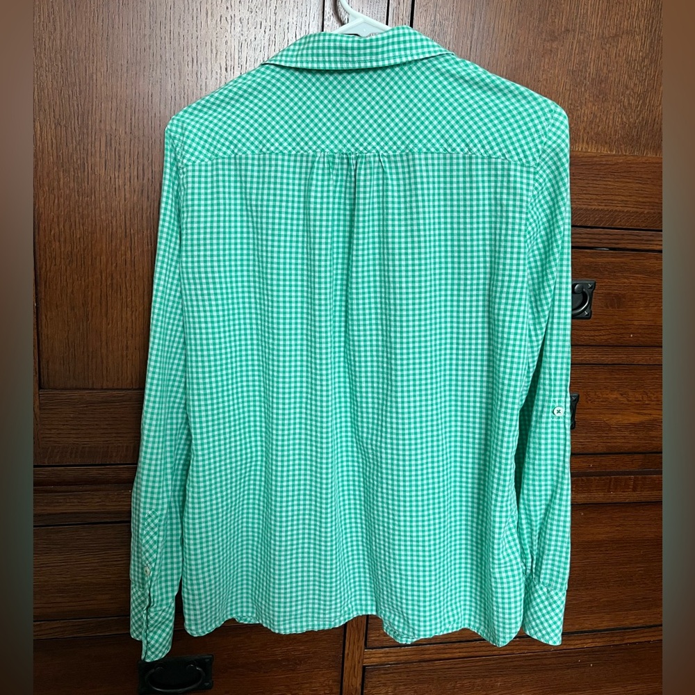Talbots Green Gingham Shirt Size Medium - Picture 4 of 5